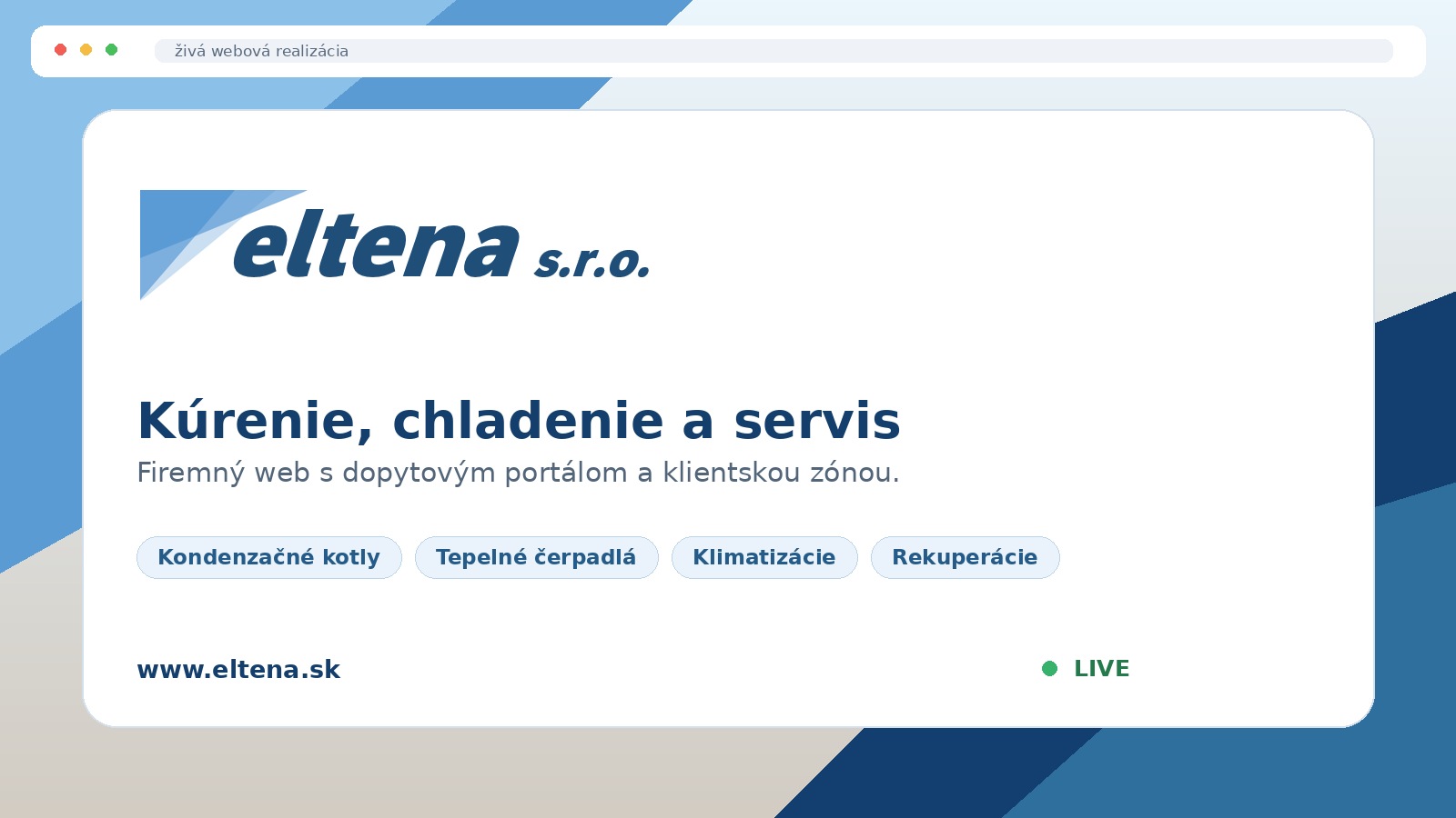 ELTENA – firemný web a dopytový portál